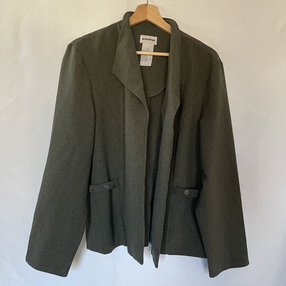 Perceptions olive green blazer women's size 16 business casual style comfortable - Picture 1 of 8